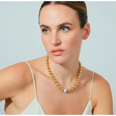 Collar de Circonita Brillante acabado en oro amarillo de 18k - Avihe