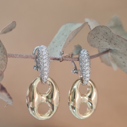 PENDIENTES CALABROTE PLATA LEY BAÑO ORO 18 KT.